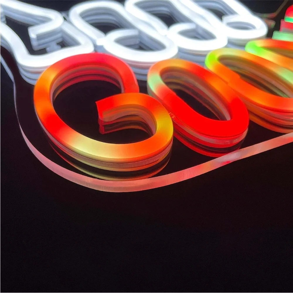 Neon Sign Good Vibes Rainbow Hippie Retro 90's Party Birthday Room Light Decor